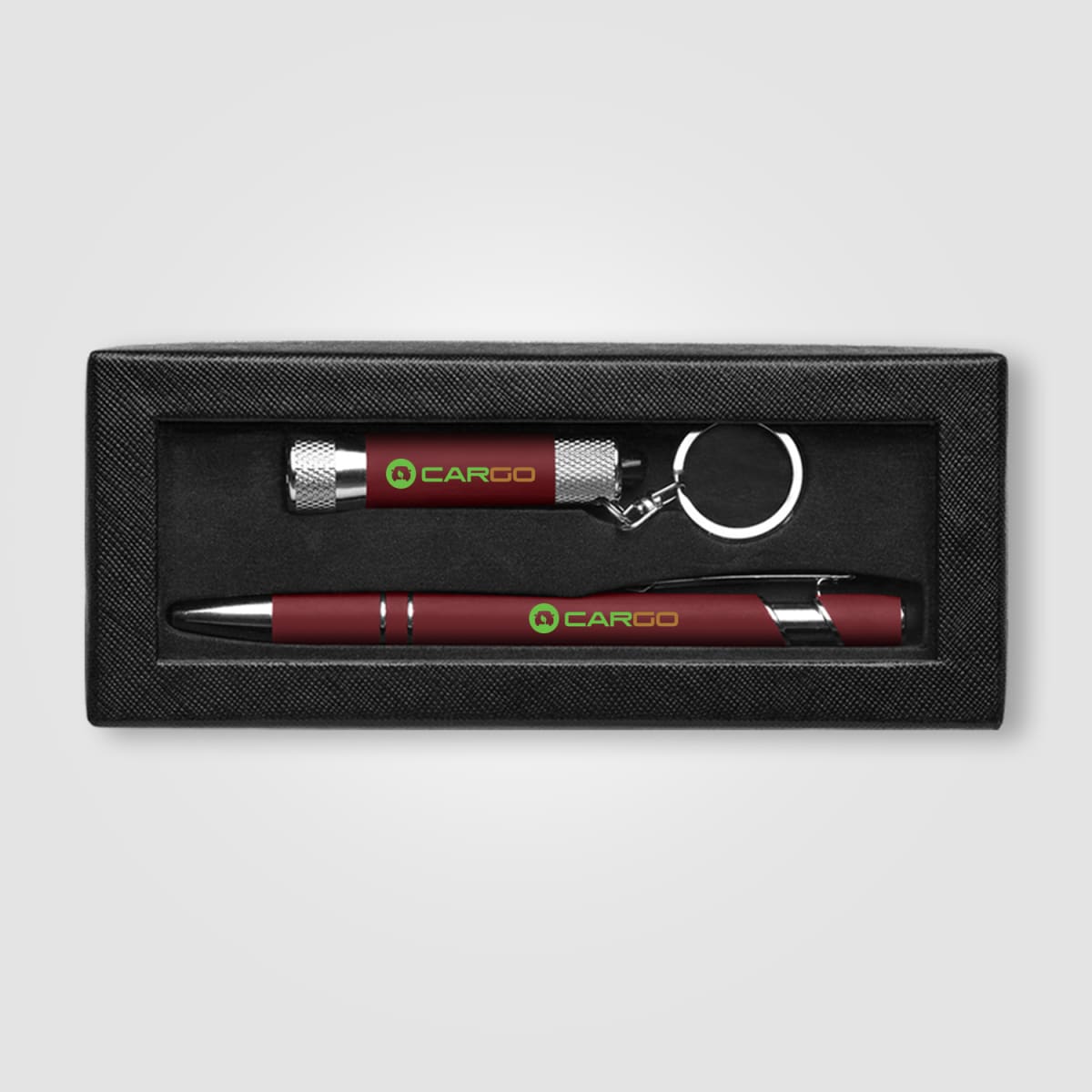 Branded Soft Touch Pen and Torch Gift Set with Window Box