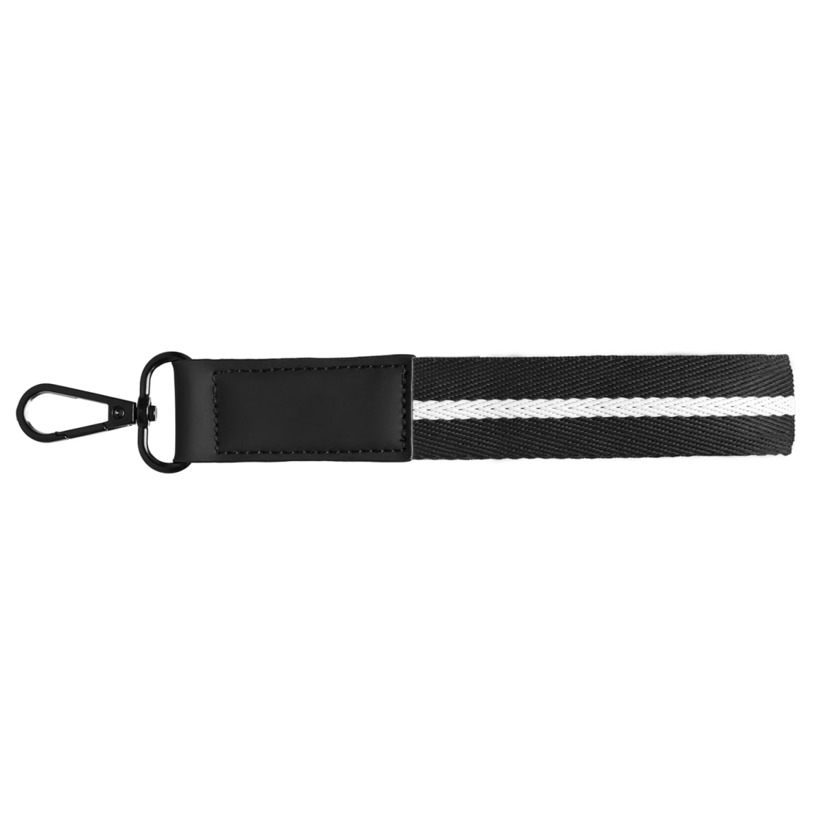 Branded rPET Woven Wrist Strap Keyring with Snap Trigger in Black