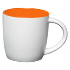 Branded 355ml Ceramic Mug with Matte Exterior, Colour Interior in Orange
