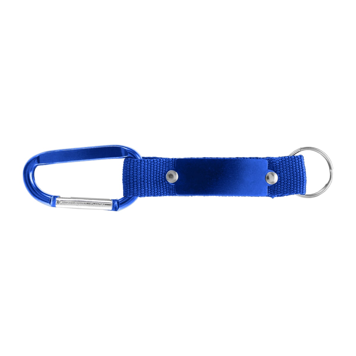 Branded Metal Carabiner Keyring with Mesh Strap in Blue