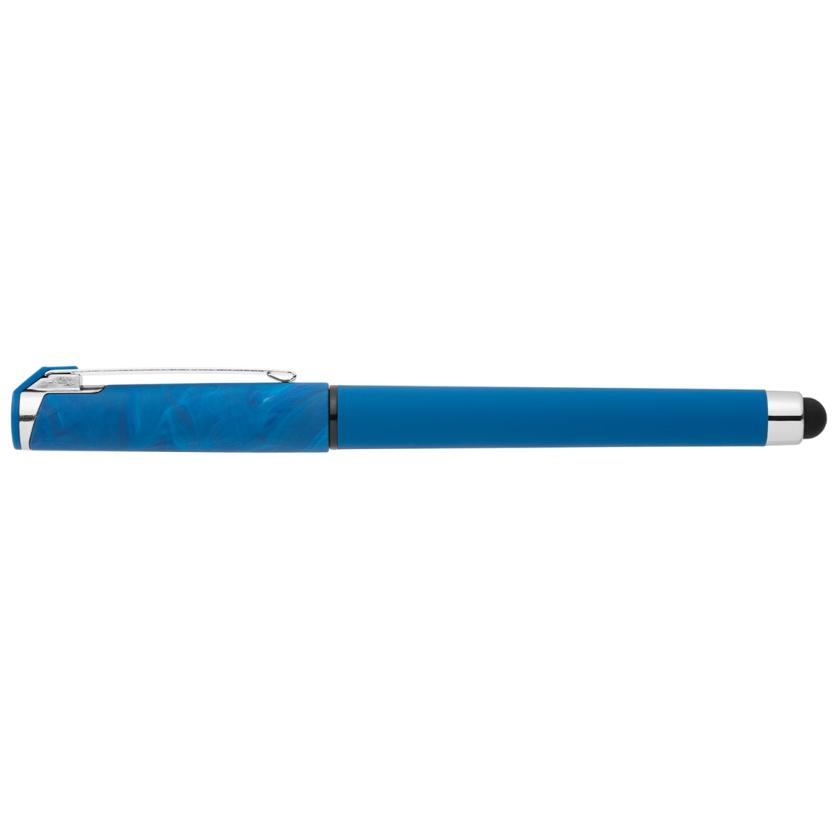 Branded Marbled Cap Gel Pen with Stylus in Royal Blue