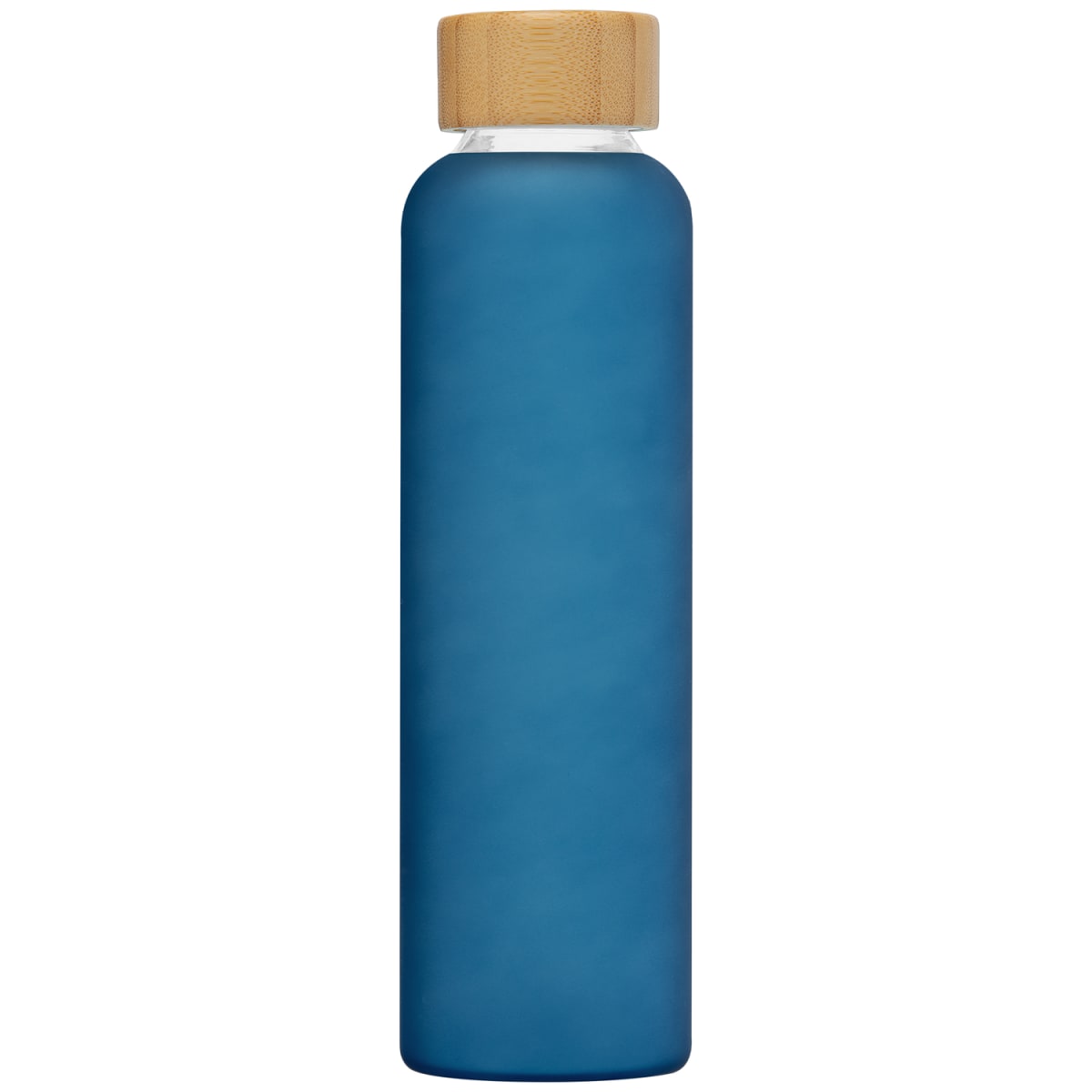 Branded Frosted Glass Water Bottle with Bamboo Lid 590ml