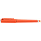Branded Soft Touch Gel Pen with Matching Stylus in Orange