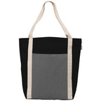 Branded Recycled Cotton Blend Tote Bag with Front Pocket in Black/Gray