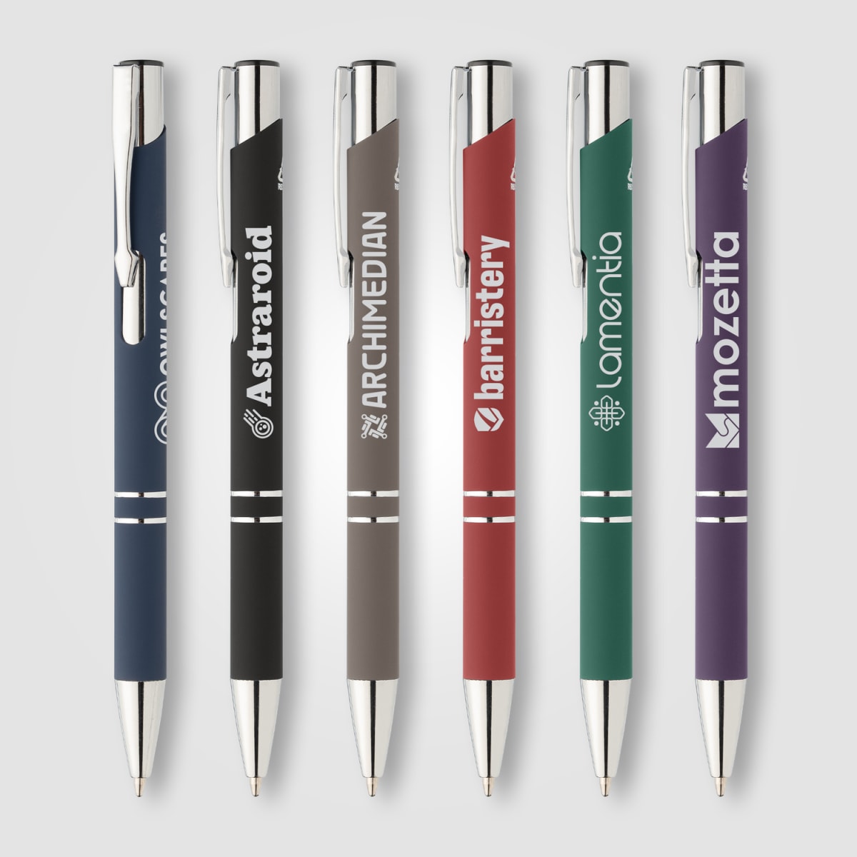 Branded Recycled Aluminium Soft-Touch Pen with Chrome Trim