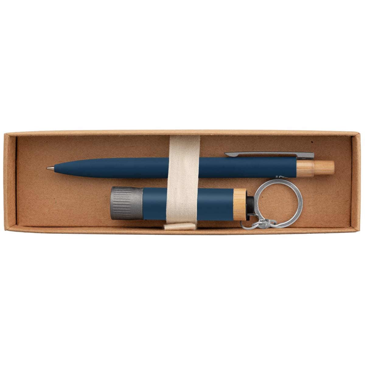 Branded Recycled Aluminium Pen and Torch Gift Set with Bamboo