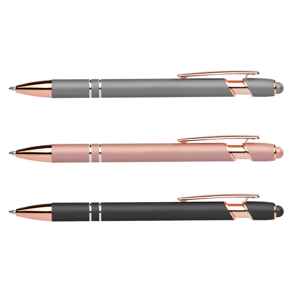 Branded Rose Gold Trim Metallic Pen with Stylus