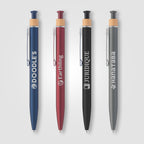 Branded Recycled Aluminium Soft Touch Click Pen with Bamboo Ring