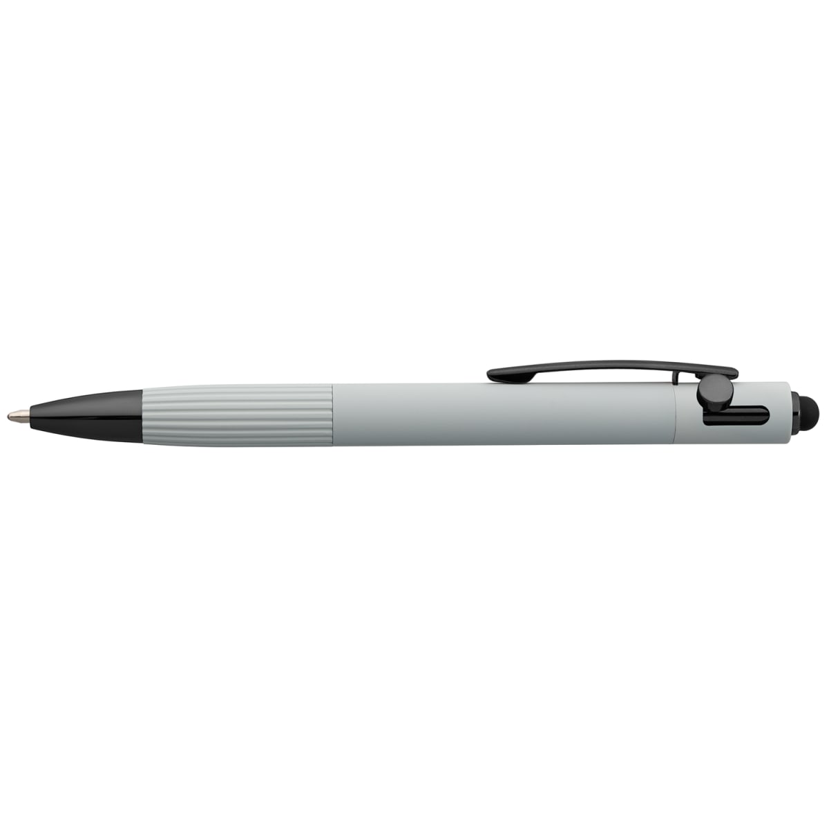 Branded Recycled Aluminium Bolt Action Pen with Stylus in Gray