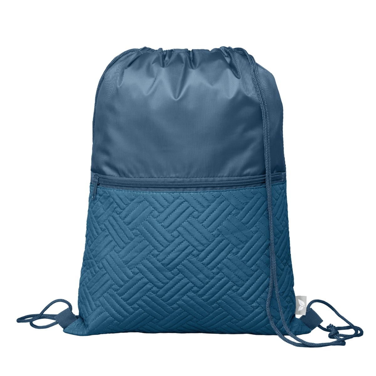 Branded Recycled Quilted Drawstring Bag 6L in Navy Blue