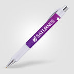 Branded Wide Body Retractable Pen with Chrome Accents in White