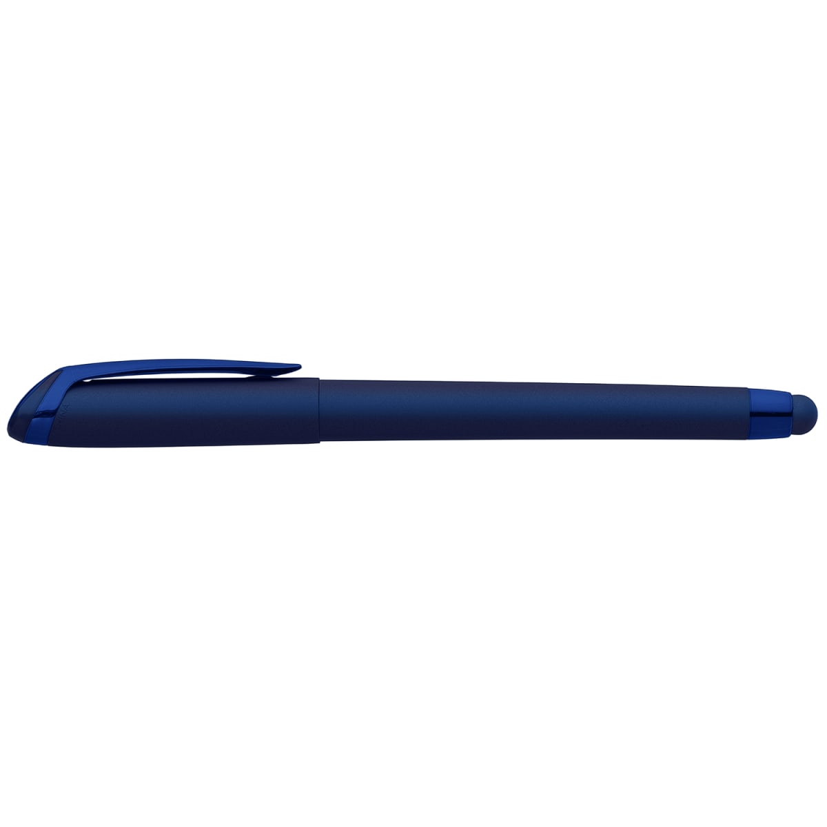 Branded Monochrome Gel Pen with Rubber Finish and Stylus in Navy Blue/Navy Blue