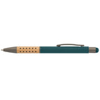 Branded Bamboo Grip Metal Pen with Stylus in Teal