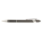 Branded Matte Metal Stylus Pen with Textured Grip in Gunmetal