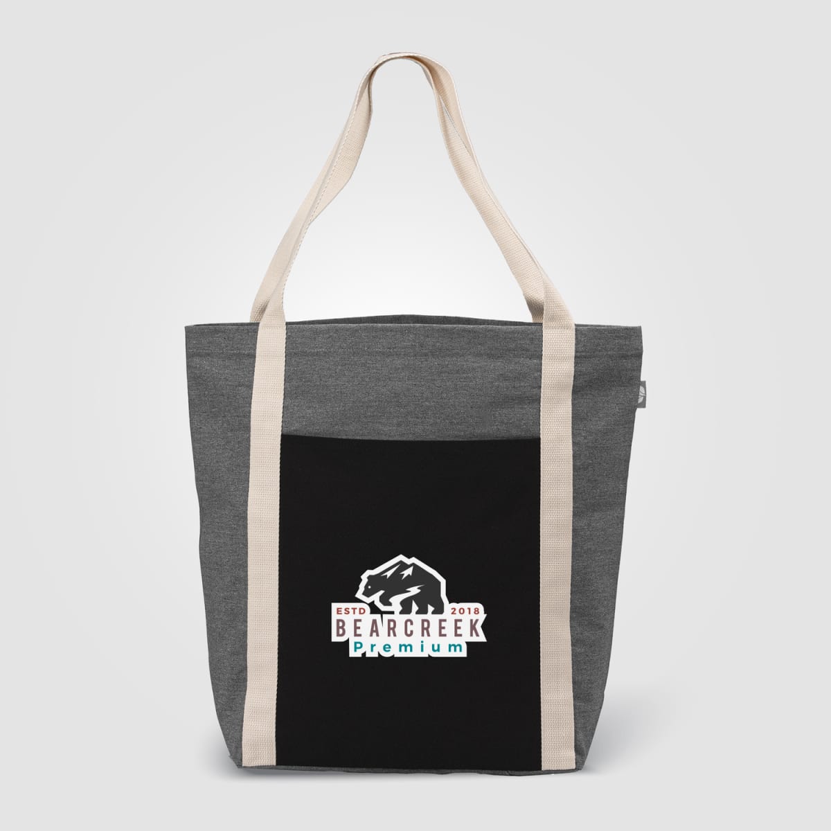 Branded Recycled Cotton Blend Tote Bag with Front Pocket