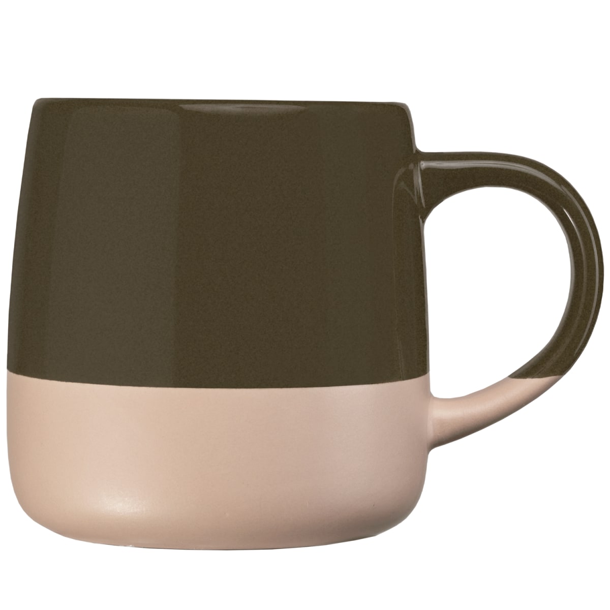 Branded 445 ml Colour Block Stoneware Mug in Dark Green