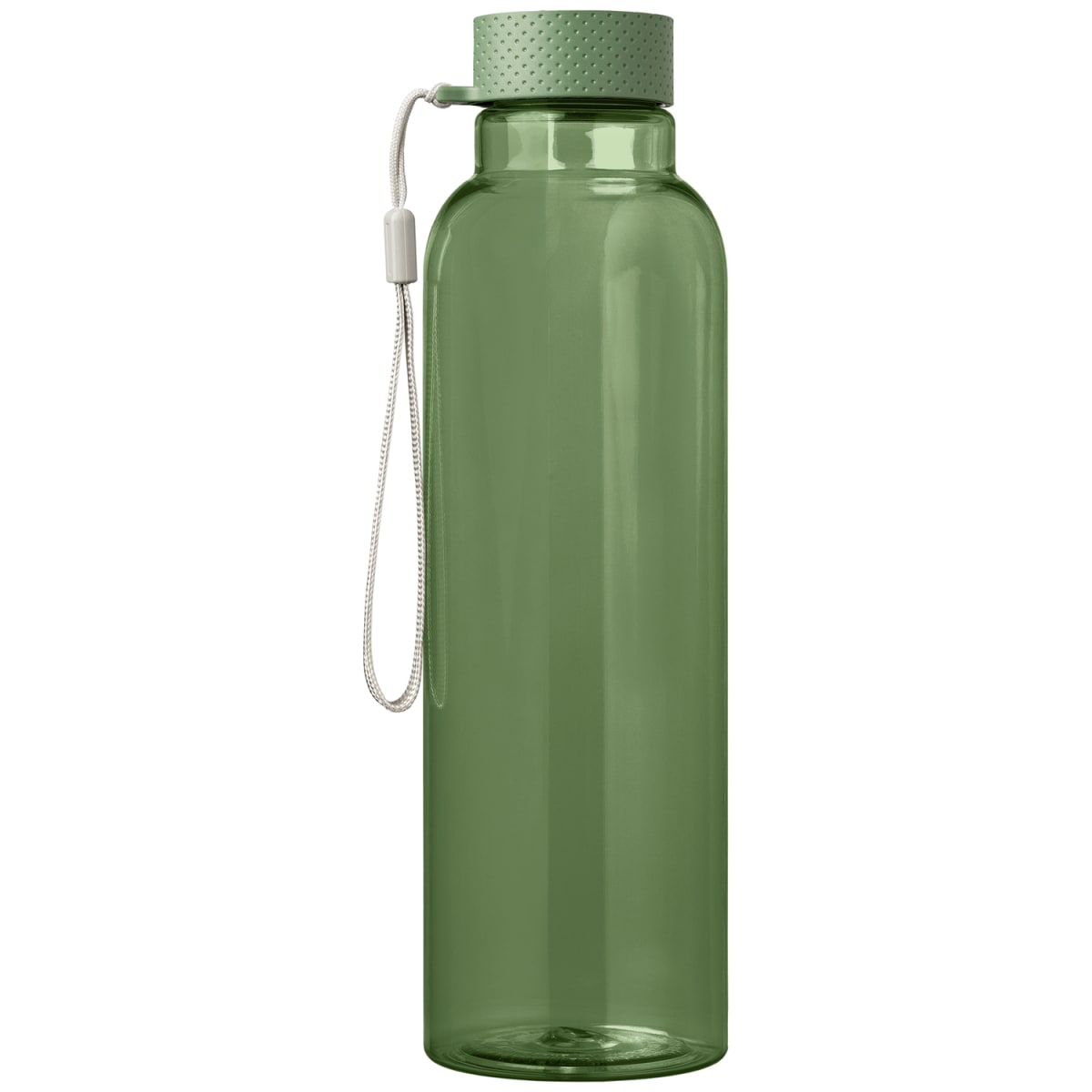 Branded 710ml Recycled PET Bottle with Wrist Strap in Green