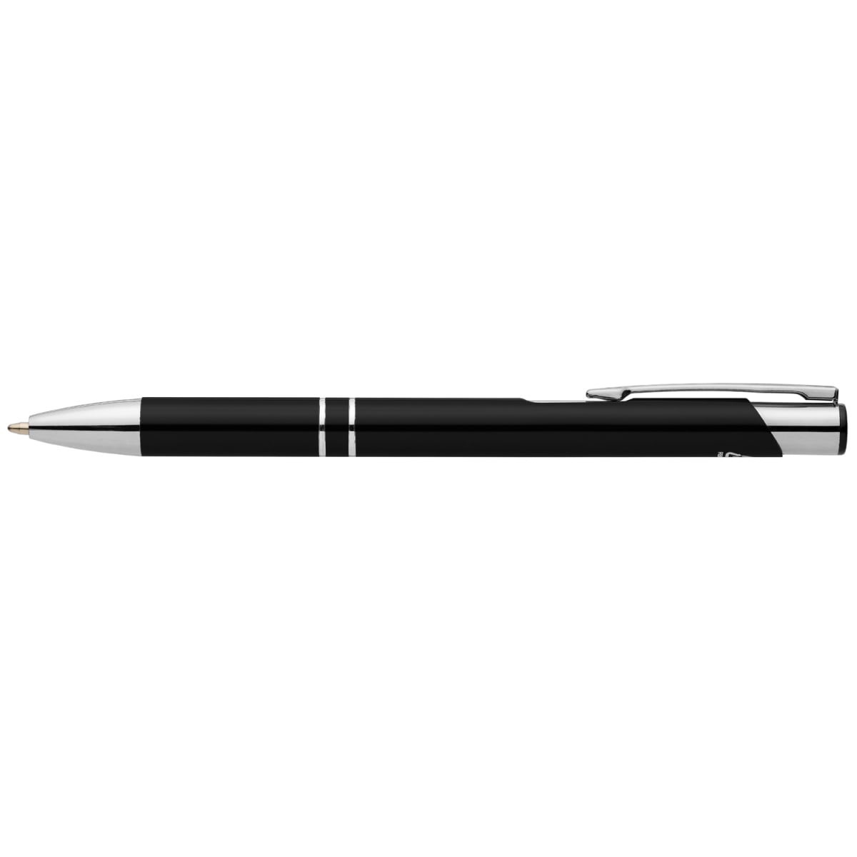 Branded Recycled Aluminium Retractable Pen with Chrome Trim in Black