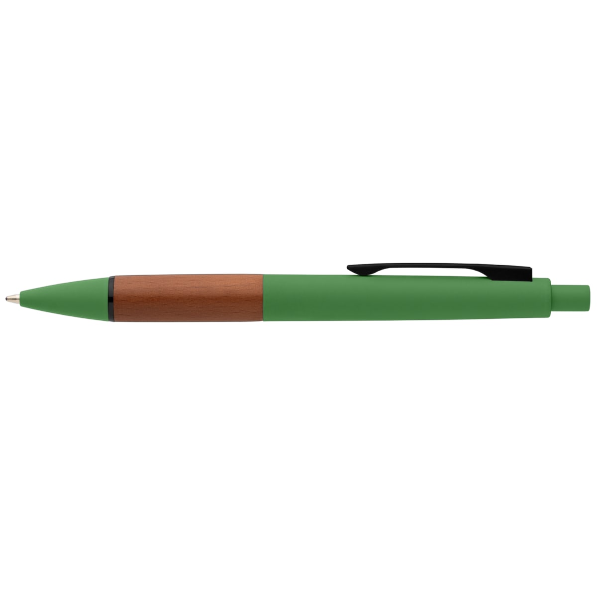 Branded Recycled Plastic Pen with FSC Wood Grip in Forest Green