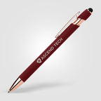 Branded Rose Gold Soft-Touch Metal Gel Pen with Stylus