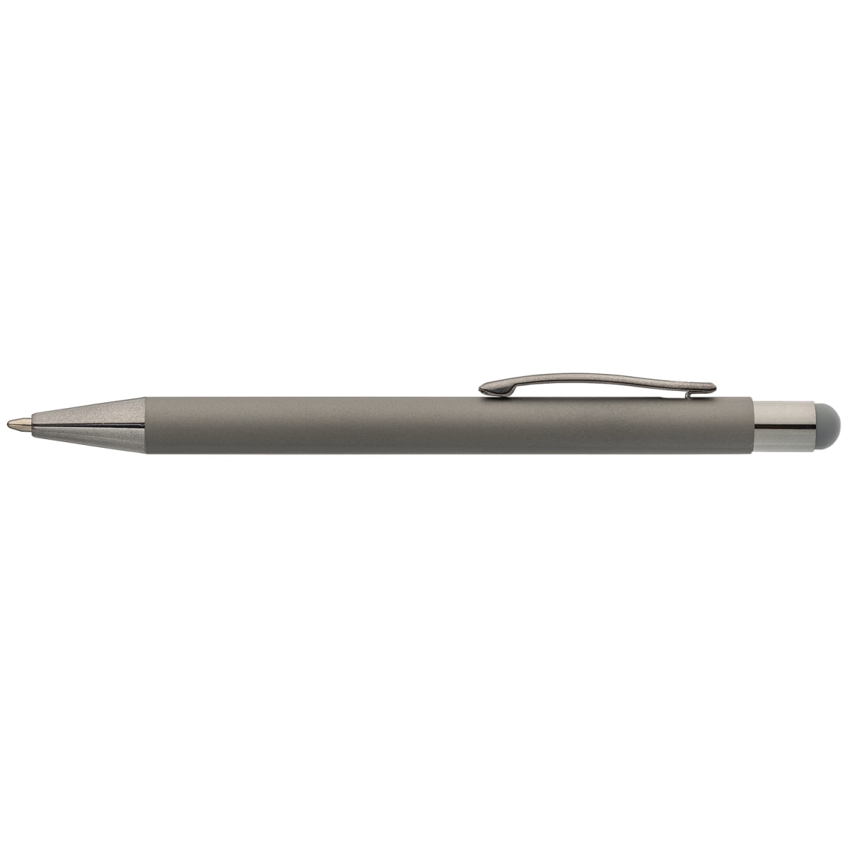 Branded Monochrome Soft-Touch Metal Pen with Stylus in Gunmetal