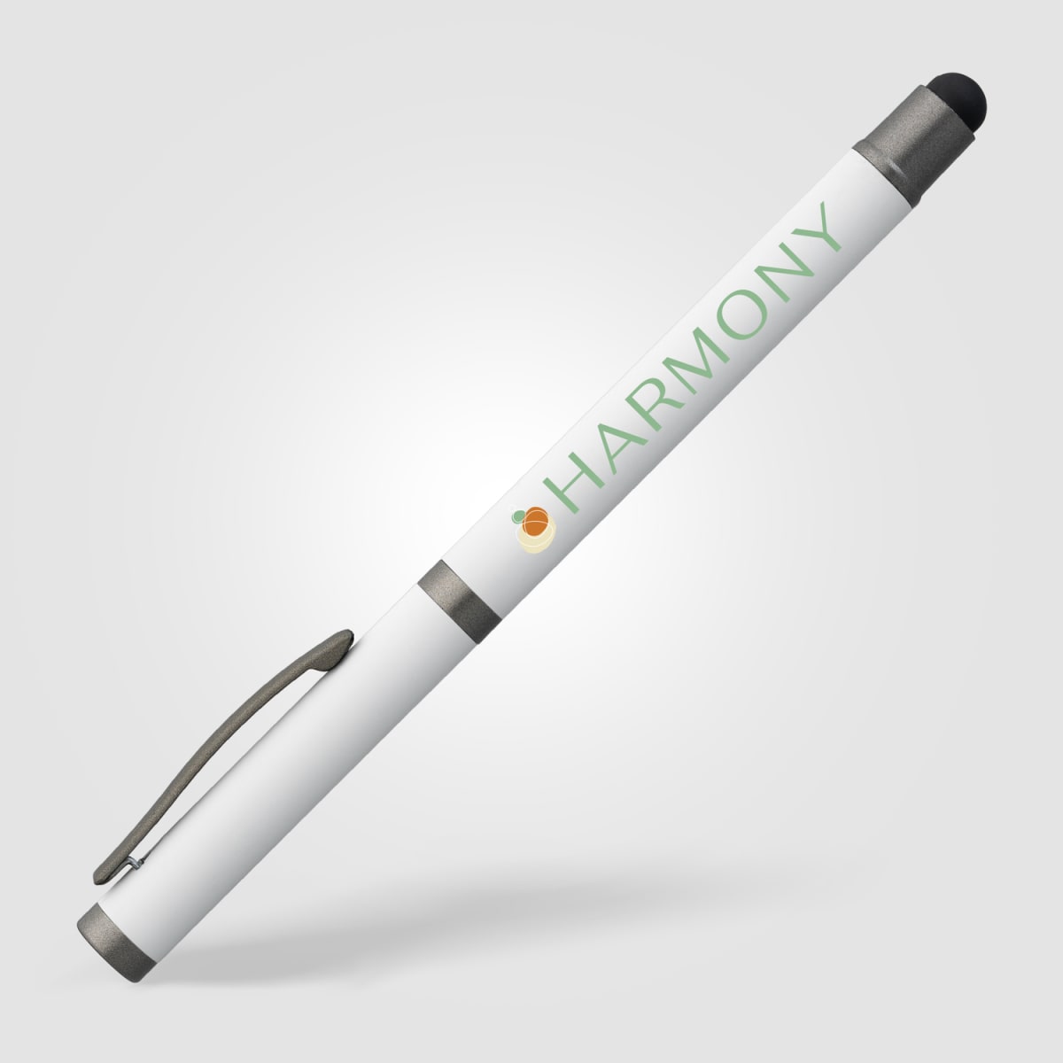 Branded Gunmetal Recycled Aluminium Stylus Gel Pen