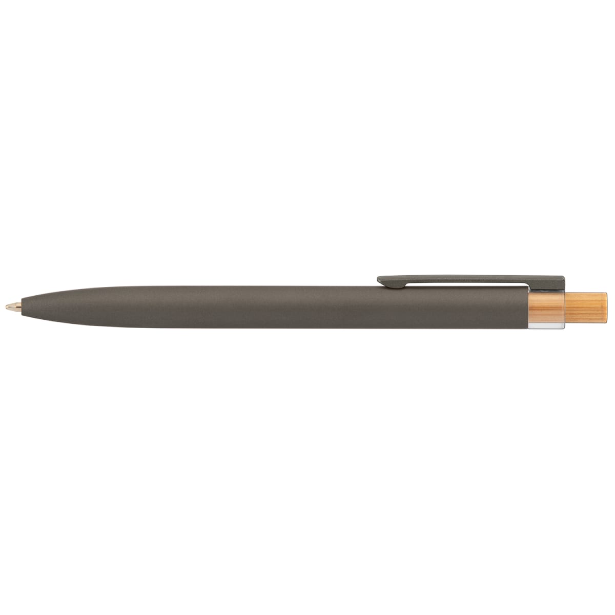 Branded Recycled Aluminium Pen with Bamboo Plunger in Gunmetal