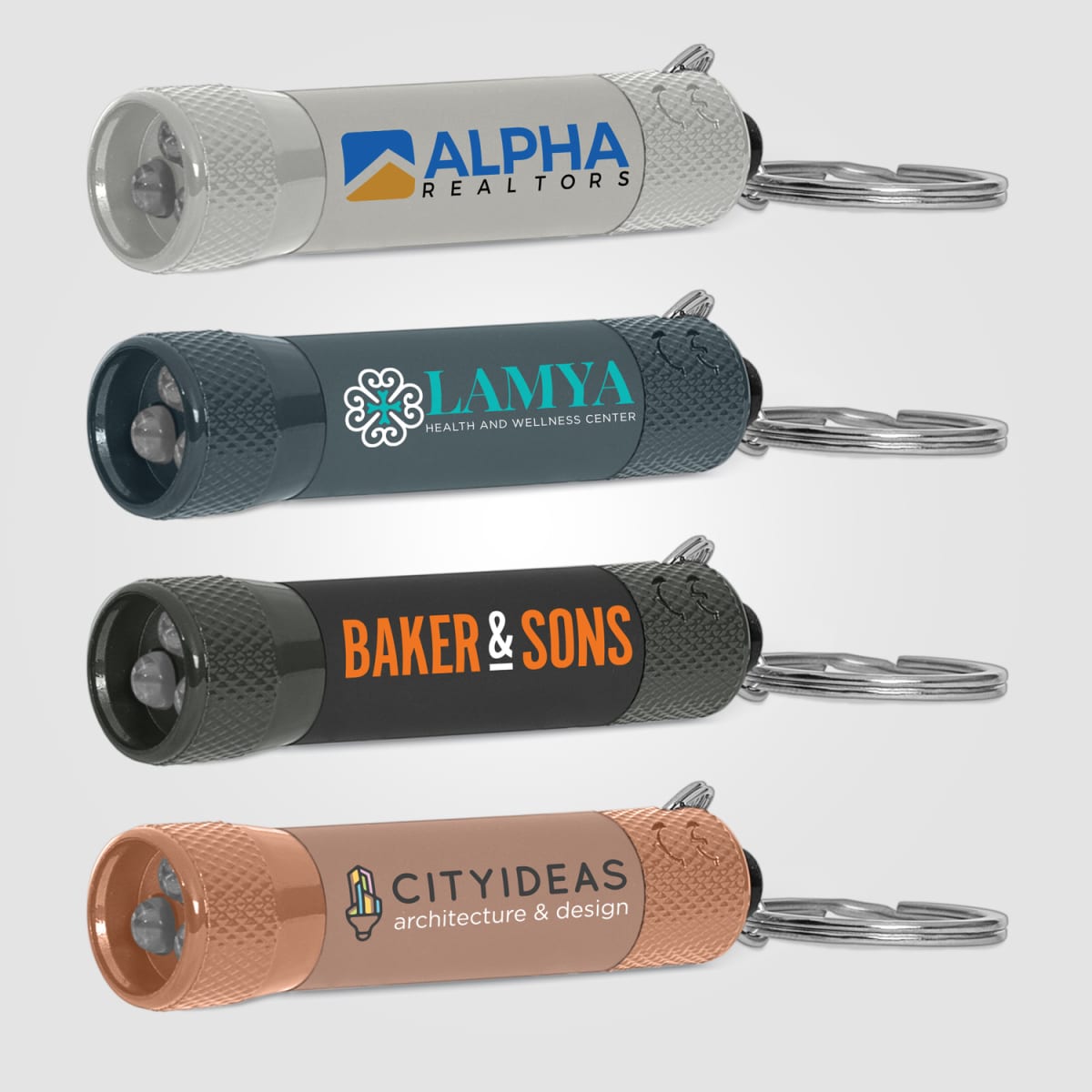 Branded Soft-Touch 3 LED Torch Keyring
