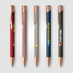 Branded Satin Finish Metal Pen with Rose Gold Accents