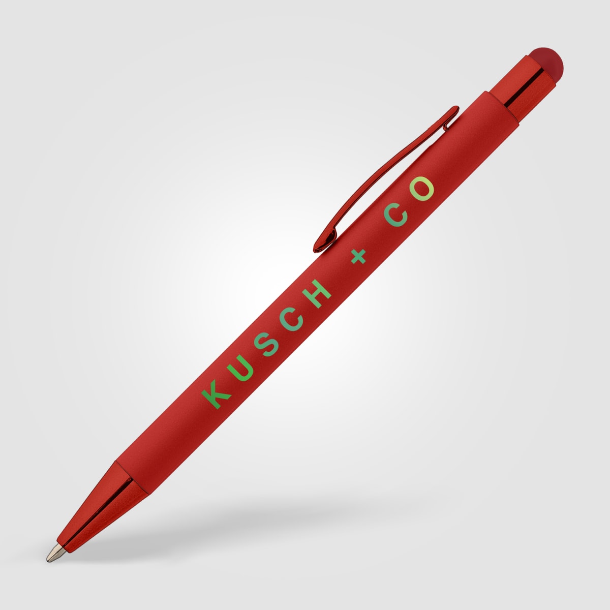 Branded Monochrome Soft-Touch Metal Pen with Stylus