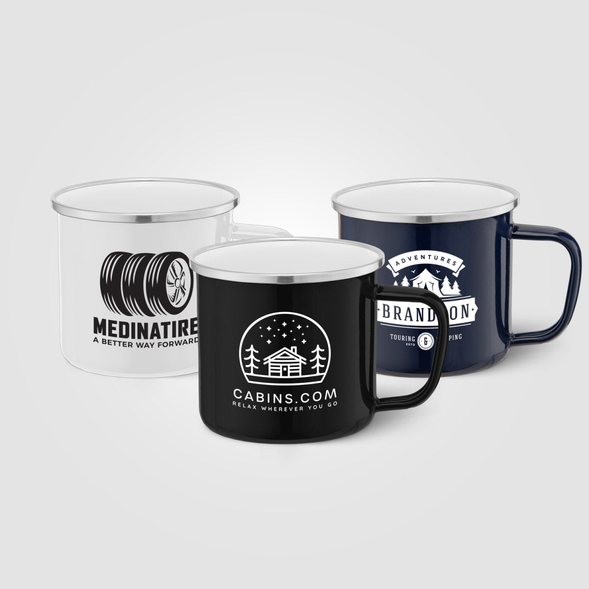 Branded Enamel Campfire Mug with Stainless Steel Rim