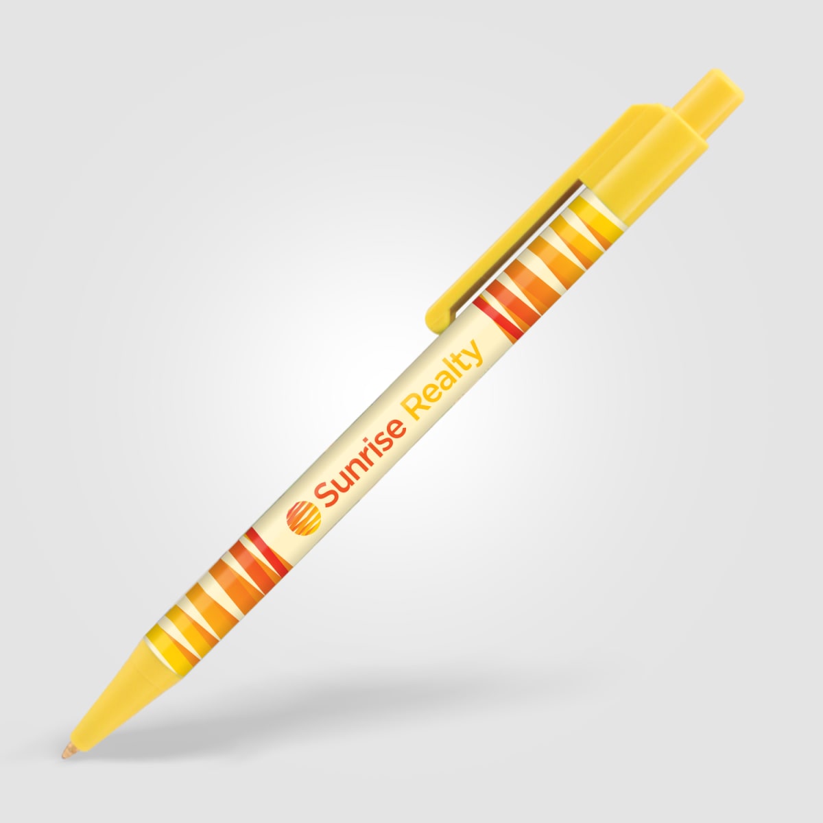 Branded Slimline Retractable Ballpoint Pen in Yellow