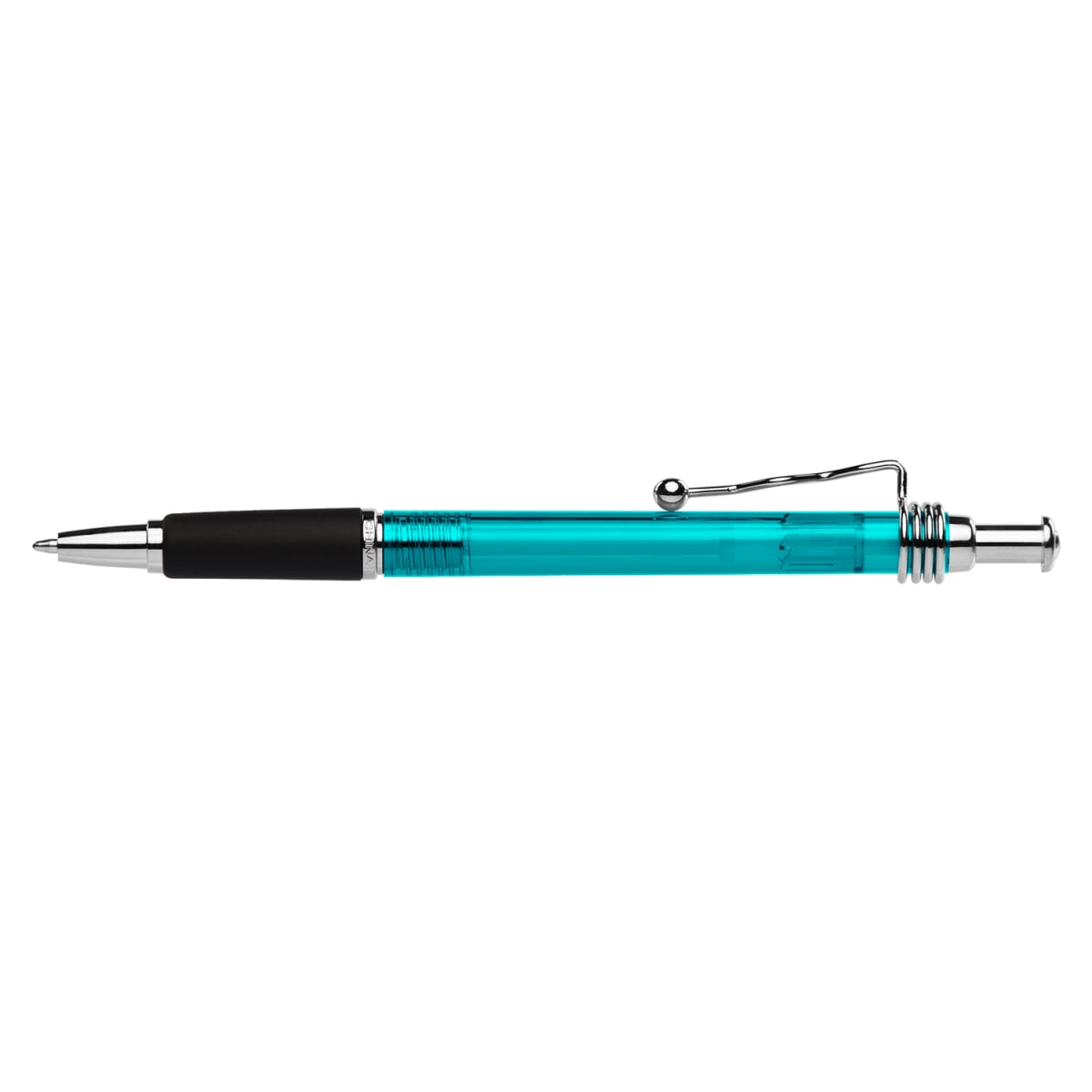 Branded Translucent Ballpoint Pen with Spiral Clip in Translucent Light Blue