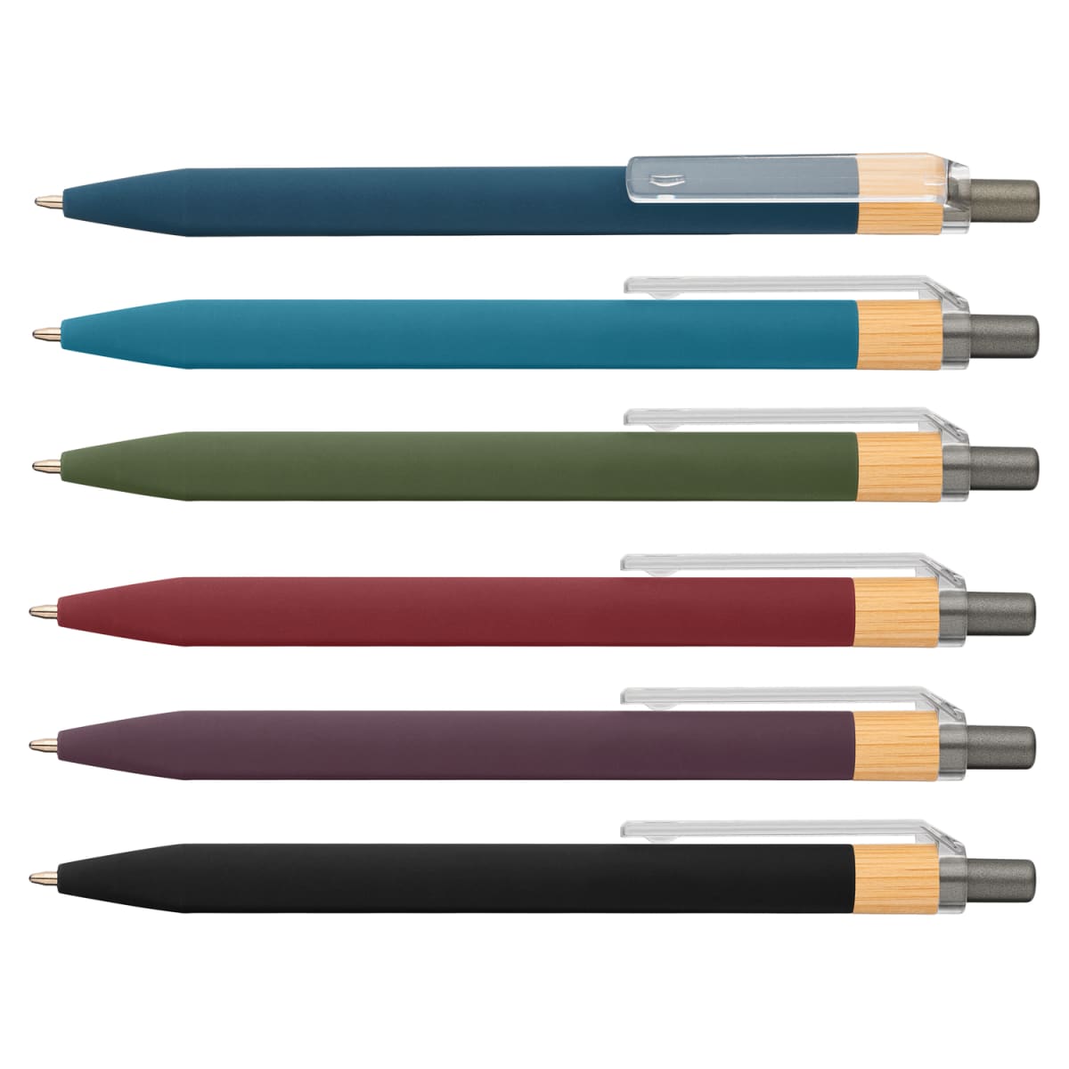 Branded Recycled Plastic Pen with Bamboo Accent
