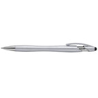 Branded Metallic Stylus Pen with Chrome Accents in Silver