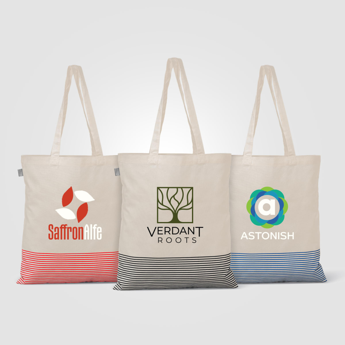Branded Recycled Cotton Micro Stripe Tote Bag