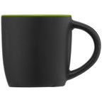 Branded Matte Black Ceramic Mug with Colour Interior 355ml in Lime Green