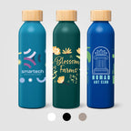 Branded Recycled Steel Water Bottle with Bamboo Lid - 590ml
