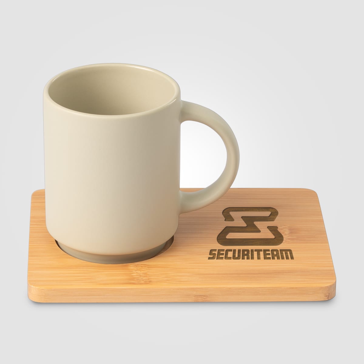 Branded Ceramic Mug and Bamboo Board Set