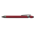 Branded Gunmetal Trim Metal Stylus Pen with Soft Touch Barrel in Red