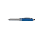 Branded Anodised Metal Pen with LED Light and Stylus in Blue