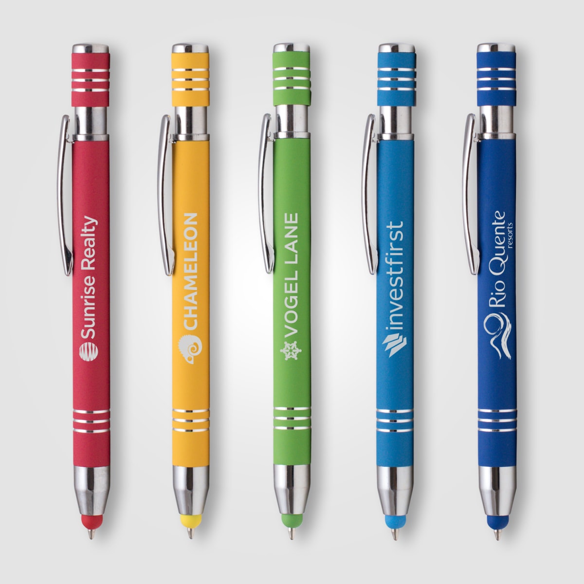 Branded Soft Touch Metal Stylus Pen with Blue or Black Ink