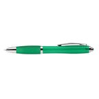 Branded Jewel Tone Ballpoint Pen with Coloured Grip in Green