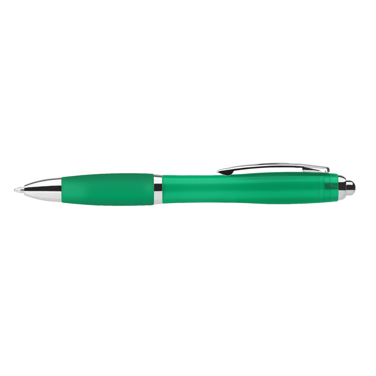 Branded Jewel Tone Ballpoint Pen with Coloured Grip in Green
