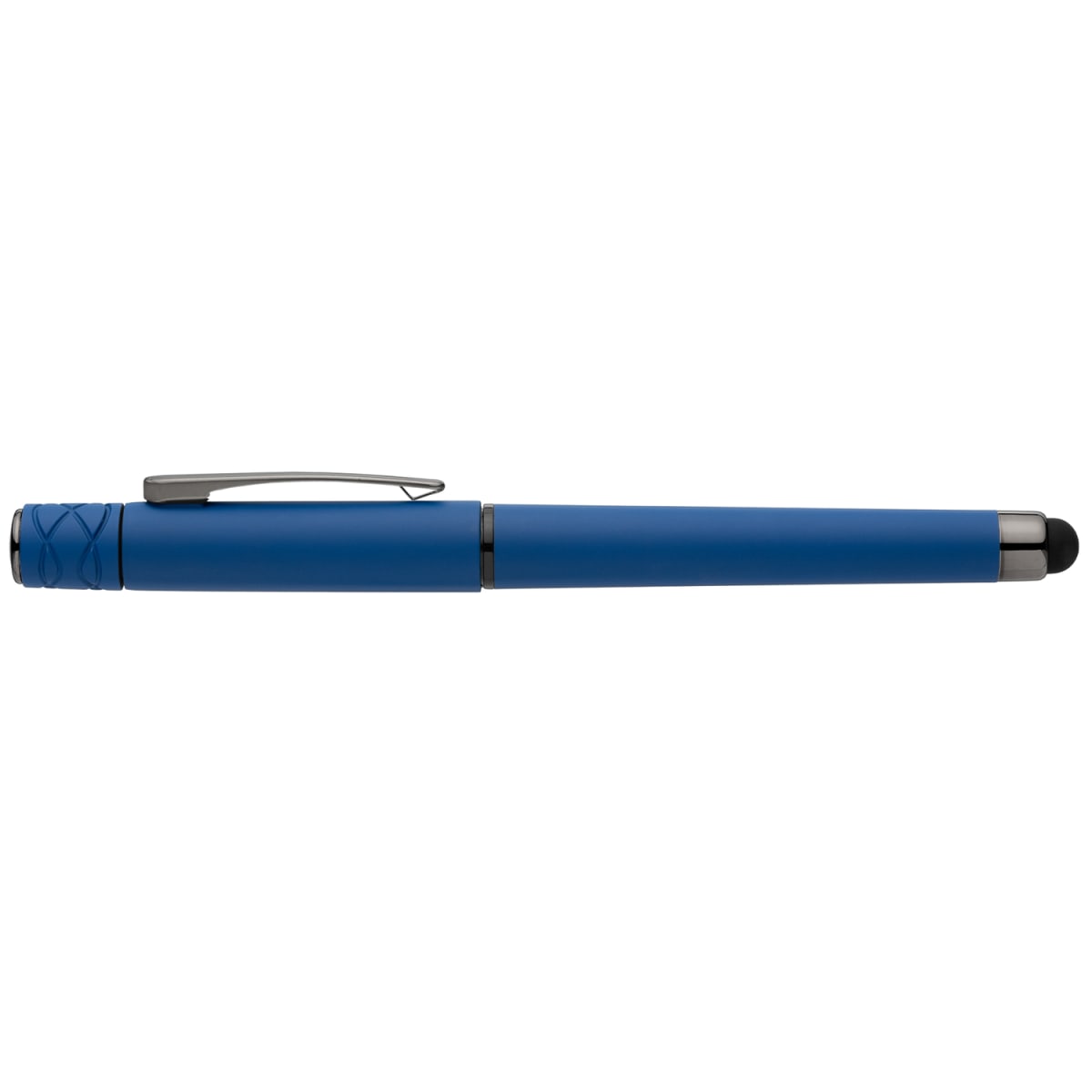 Branded Recycled Plastic Fidget Spinner Gel Pen with Stylus in Royal Blue