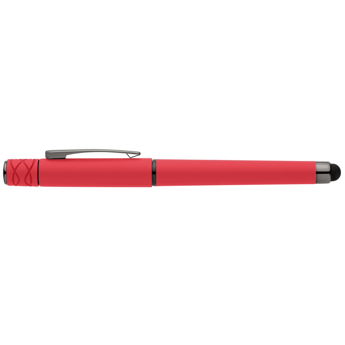 Branded Recycled Plastic Fidget Spinner Gel Pen with Stylus in Red