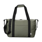 Branded Recycled PU Travel Duffel Bag with Trolley Strap in Forest Green