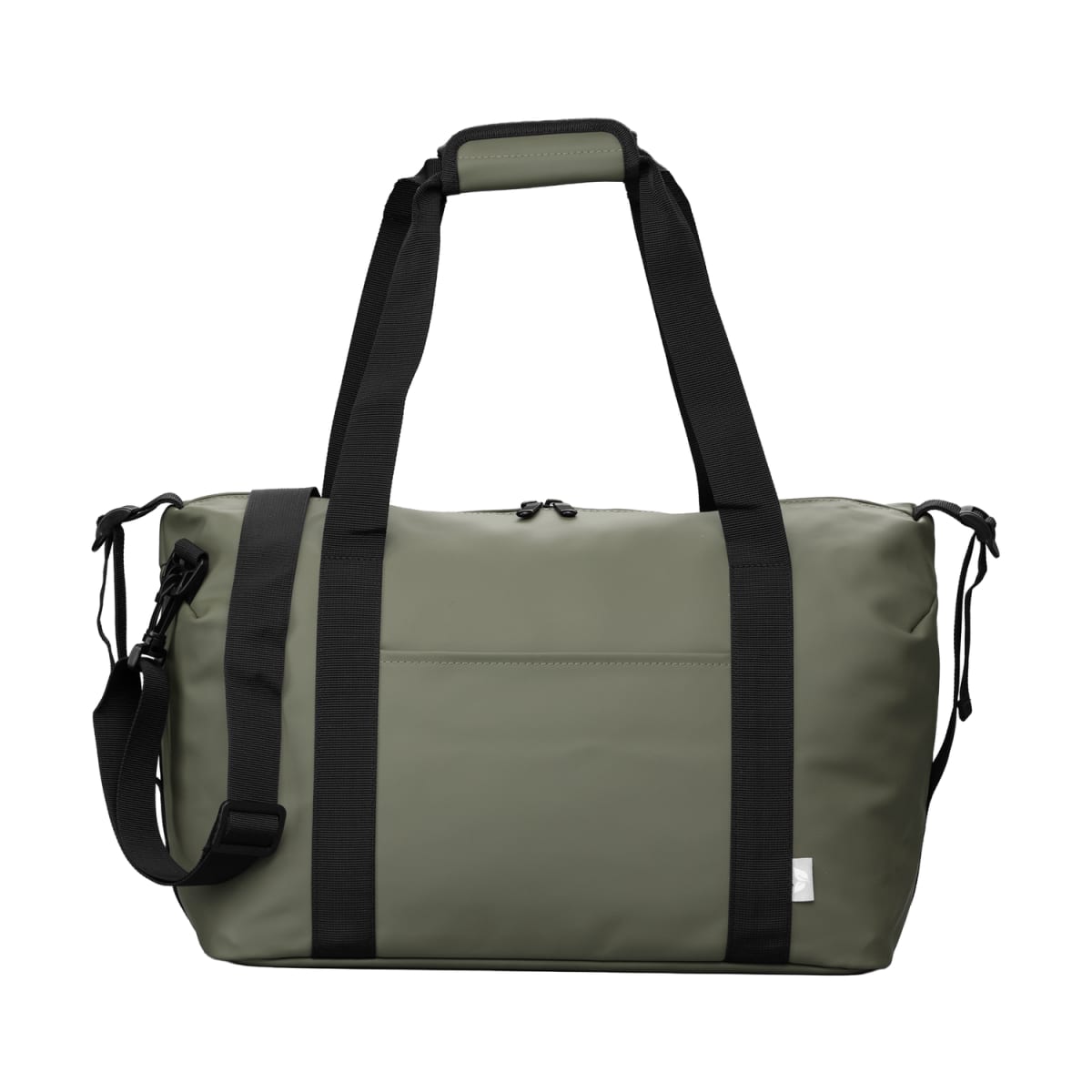 Branded Recycled PU Travel Duffel Bag with Trolley Strap in Forest Green