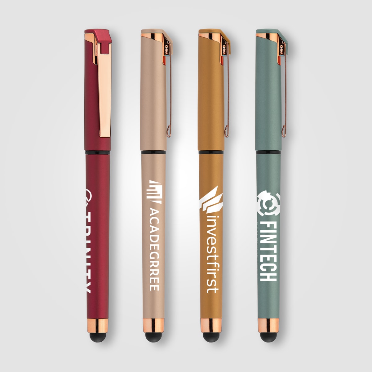Branded Rose Gold Metallic Gel Pen with Stylus