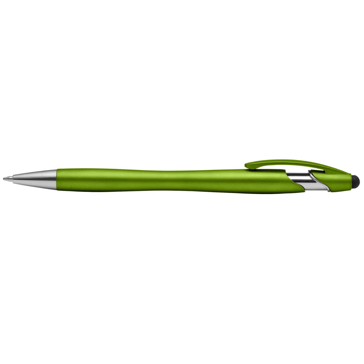 Branded Metallic Stylus Pen with Chrome Accents in Green